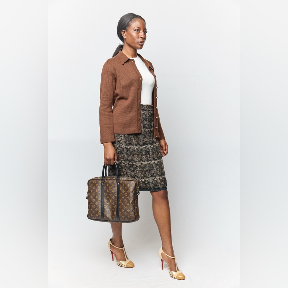 Dolce & Gabbana Tweed Wool Blend Midi Pencil Skirt‎ PolkaDot Lining Underlay EUC